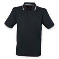 Black-White - Front - Henbury Mens CoolPlus Tipped Polo Shirt