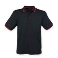 Black-Red - Front - Henbury Mens CoolPlus Tipped Polo Shirt