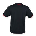 Black-Red - Back - Henbury Mens CoolPlus Tipped Polo Shirt