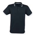 Navy-White - Front - Henbury Mens CoolPlus Tipped Polo Shirt