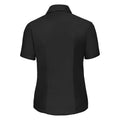 Black - Back - Russell Collection Womens-Ladies Oxford Short-Sleeved Shirt