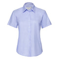 Oxford Blue - Front - Russell Collection Womens-Ladies Oxford Short-Sleeved Shirt