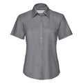 Silver - Front - Russell Collection Womens-Ladies Oxford Short-Sleeved Shirt