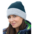 Teal-Grey - Side - Result Winter Essentials Unisex Adult Double Layered Beanie