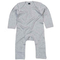 Heather Grey - Front - Babybugz Baby Marl Long-Sleeved Babygrow