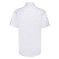 White - Back - Russell Collection Mens Herringbone Short-Sleeved Formal Shirt