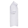 White - Side - Russell Collection Mens Herringbone Short-Sleeved Formal Shirt