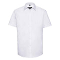 White - Front - Russell Collection Mens Herringbone Short-Sleeved Formal Shirt