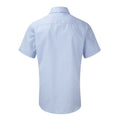 Light Blue - Back - Russell Collection Mens Mini Herringbone Easy-Care Short-Sleeved Formal Shirt