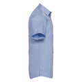 Light Blue - Side - Russell Collection Mens Mini Herringbone Easy-Care Short-Sleeved Formal Shirt