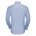 Light Blue - Back - Russell Collection Mens Herringbone Long-Sleeved Shirt