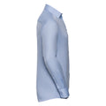 Light Blue - Side - Russell Collection Mens Herringbone Long-Sleeved Shirt