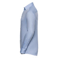 Light Blue - Lifestyle - Russell Collection Mens Herringbone Long-Sleeved Shirt