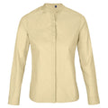 Beige - Front - NEOBLU Womens-Ladies Poplin Bart Mao Collar Long-Sleeved Shirt