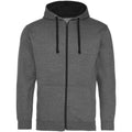 Charcoal-Jet Black - Front - Awdis Mens Varsity Full Zip Hoodie