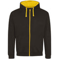 Jet Black-Gold - Front - Awdis Mens Varsity Full Zip Hoodie