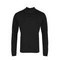 Black - Front - Premier Mens Coolchecker Pique Long-Sleeved Polo Shirt