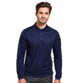 Navy - Back - Premier Mens Coolchecker Pique Long-Sleeved Polo Shirt