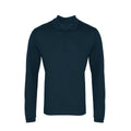 Navy - Front - Premier Mens Coolchecker Pique Long-Sleeved Polo Shirt