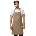 Khaki - Back - Premier Unisex Adult Twill Chino Full Apron