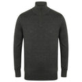 Grey Marl - Front - Henbury Mens Zip Neck Sweatshirt