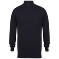 Navy - Front - Henbury Mens Zip Neck Sweatshirt