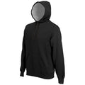 Black-Heather Grey - Front - Kariban Unisex Adult Contrast Heavyweight Hoodie