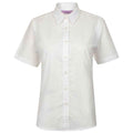 White - Front - Henbury Womens-Ladies Oxford Short-Sleeved Formal Shirt