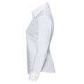 White - Side - Russell Collection Womens Oxford Long-Sleeved Shirt