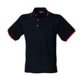 Navy-Red - Front - Henbury Mens Cotton Pique Polo Shirt