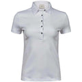 White - Front - Tee Jays Womens-Ladies Pima Cotton Interlock Stitching Polo Shirt