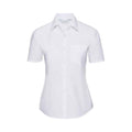 White - Front - Russell Collection Womens-Ladies Poplin Short-Sleeved Shirt