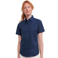 Bright Navy - Lifestyle - Russell Collection Womens-Ladies Oxford Short-Sleeved Shirt