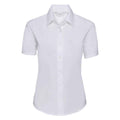 White - Front - Russell Collection Womens-Ladies Oxford Short-Sleeved Shirt