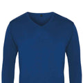 Royal Blue - Back - Premier Mens Knitted Cotton Acrylic V Neck Sweatshirt