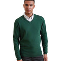 Bottle Green - Back - Premier Mens Knitted Cotton Acrylic V Neck Sweatshirt