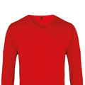 Red - Back - Premier Mens Knitted Cotton Acrylic V Neck Sweatshirt