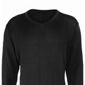 Black - Back - Premier Mens Knitted Cotton Acrylic V Neck Sweatshirt