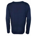 Navy - Back - Premier Mens Knitted Cotton Acrylic V Neck Sweatshirt