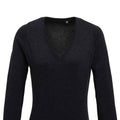 Charcoal - Back - Premier Womens-Ladies Knitted Cotton Acrylic V Neck Sweatshirt