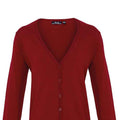 Burgundy - Back - Premier Womens-Ladies Cotton Acrylic V Neck Cardigan