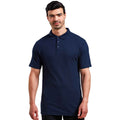 Navy - Side - Premier Mens Pique Stud Front Polo Shirt