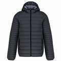 Dark Grey - Front - Kariban Mens Hooded Marl Lightweight Padded Jacket