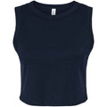 Solid Navy - Front - Bella + Canvas Womens-Ladies Muscle Micro-Rib Cropped Vest Top