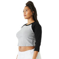 Athletic Heather Grey-Black - Side - Bella + Canvas Womens-Ladies Contrast Heather Crop Top