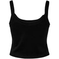 Solid Black - Front - Bella + Canvas Womens-Ladies Micro-Rib Spaghetti Strap Tank Top