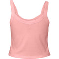 Solid Pink - Back - Bella + Canvas Womens-Ladies Micro-Rib Spaghetti Strap Tank Top