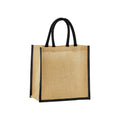 Natural-Black - Front - Westford Mill Mini Starched Jute 6L Shopper Bag