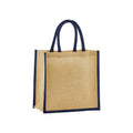 Natural-Navy - Front - Westford Mill Mini Starched Jute 6L Shopper Bag