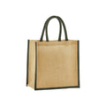 Natural-Olive Green - Front - Westford Mill Mini Starched Jute 6L Shopper Bag
